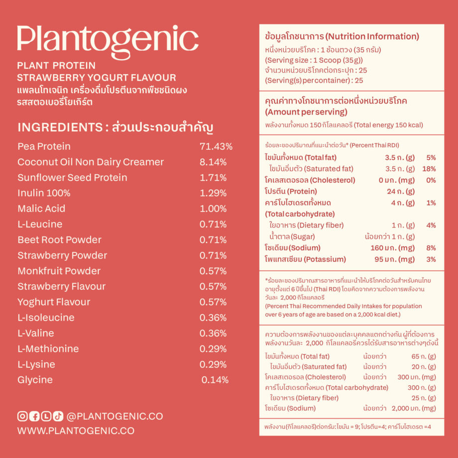 Strawberry Yogurt Plant Protein โปรตีนพืชพร้อมชงรสสตอเบอรี่โยเกิร์ต - Image 3