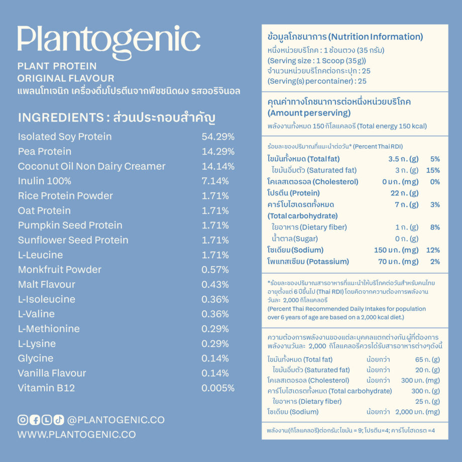 Original Plant Protein โปรตีนพืชพร้อมชงรสออริจินอล - Image 3