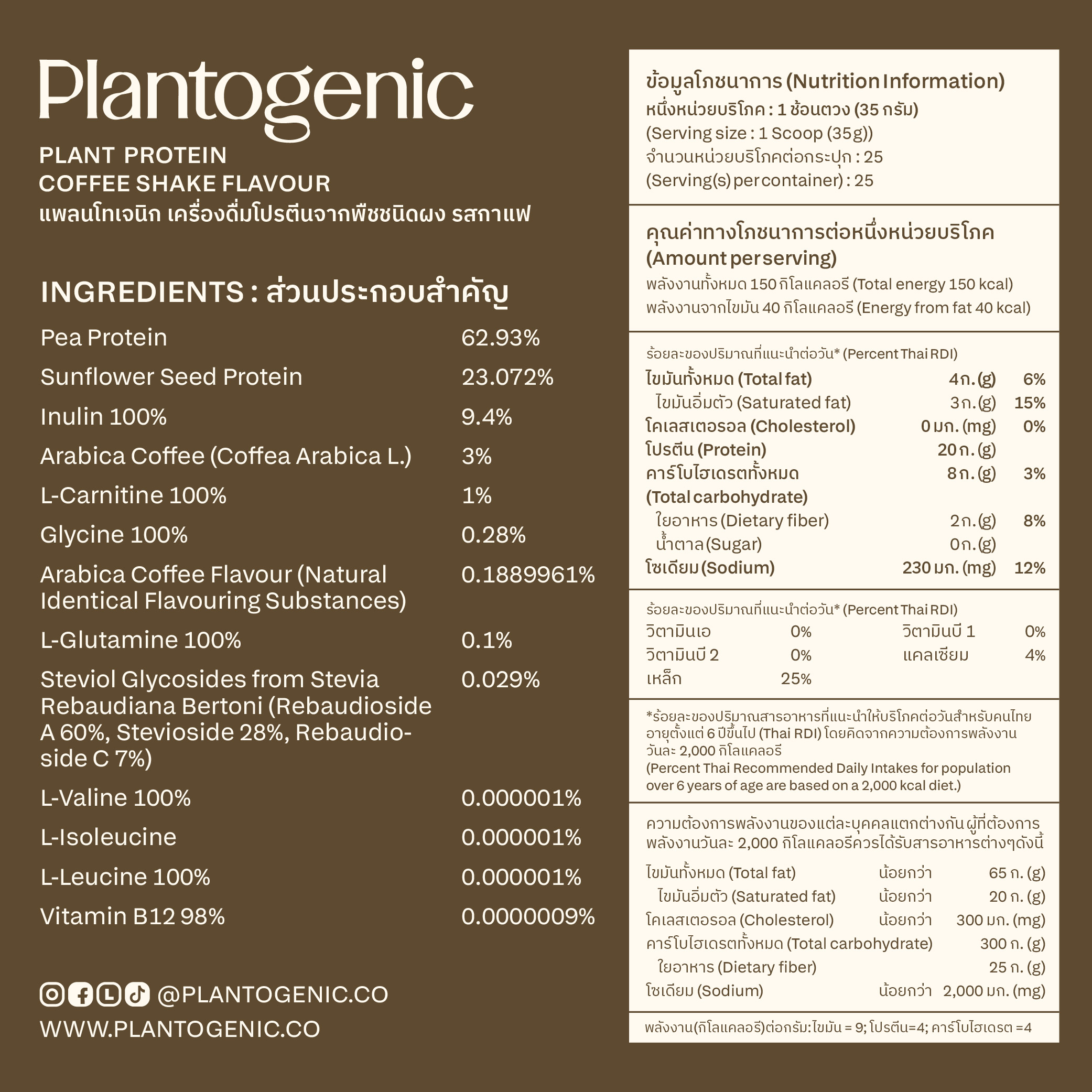 Coffee Shake Plant Protein โปรตีนพืชพร้อมชงรสกาแฟ - Image 3